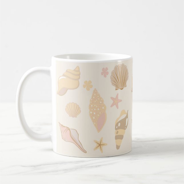 Beige Snäckmönster Kaffemugg (Vänster)