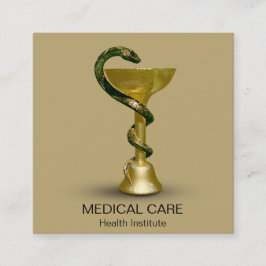 Beige Snake Bowl Hygieia Medical Guld Caduceus Fyrkantigt Visitkort