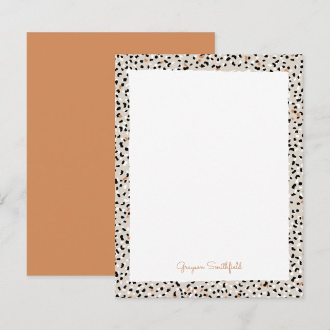 Beige Snö Leopard Skriv ut personligt papperskort Inbjudningar (Fram/baksida)