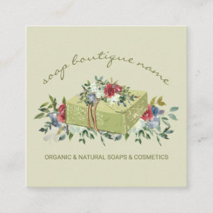 Beige Soap Boutique Grön traditionell Fyrkantigt Visitkort