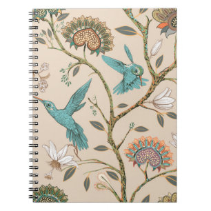 Beige sömlös mönster med stiliserade blommor och b anteckningsbok