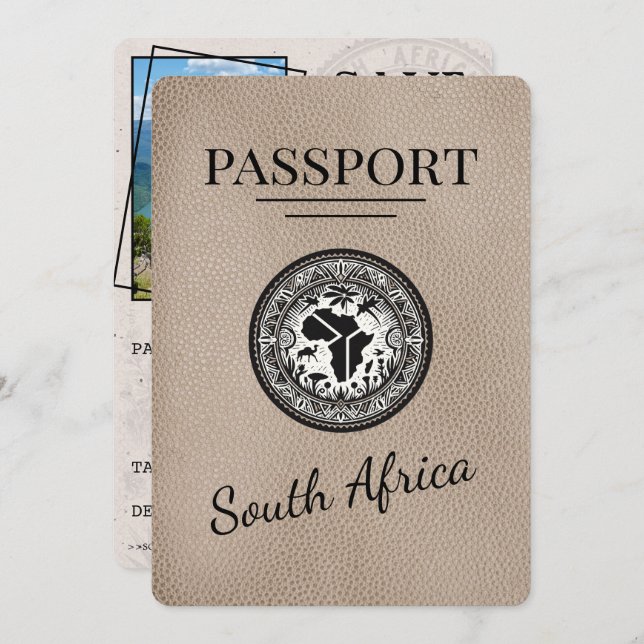 Beige South Afrika Passport Spara Datumet (Fram/baksida)