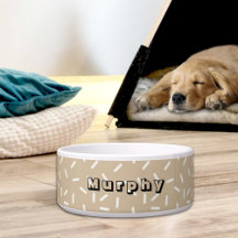 Beige Sprinkles Pattern Ceramic Pet Bowl