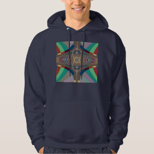 Beige stegeFractal för blått Hoodie