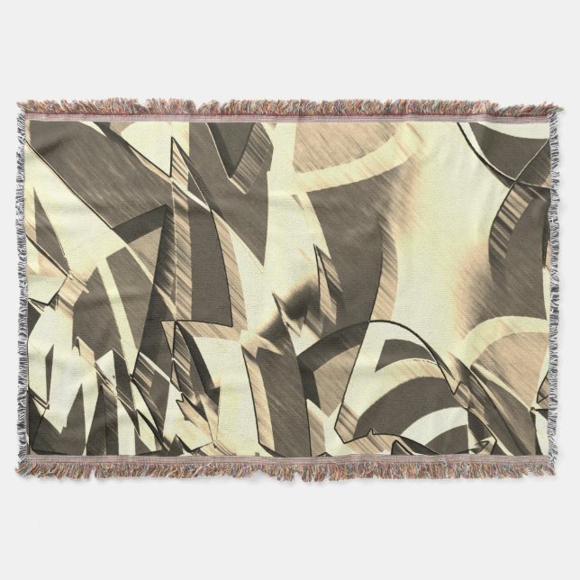 Beige streaks på en brun, förbryllad bild filt (Framsidan)