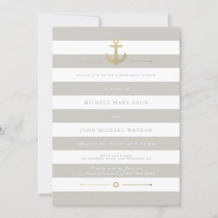 Beige Stripe Nautical Rehearsal Dinner Inbjudan