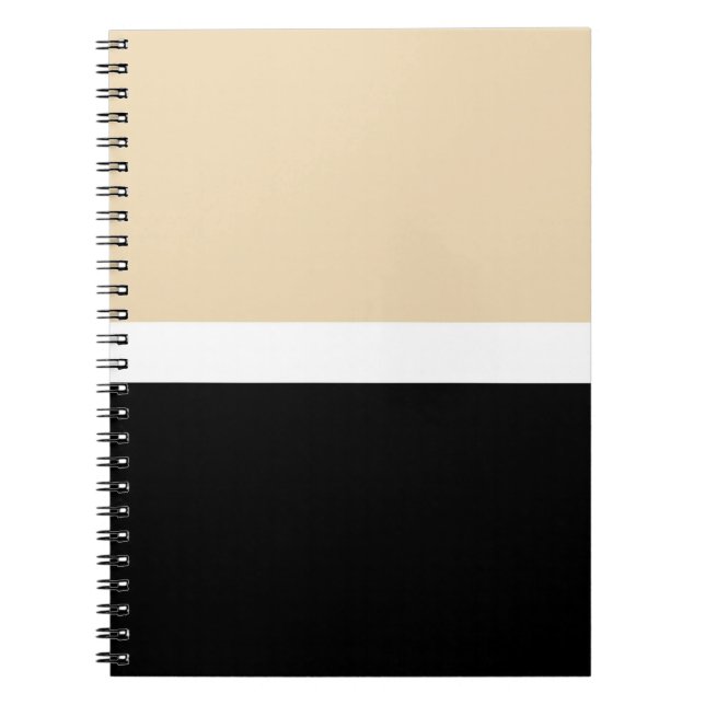 Beige Svart Abstrakt Rand Anteckningsbok (Framsidan)