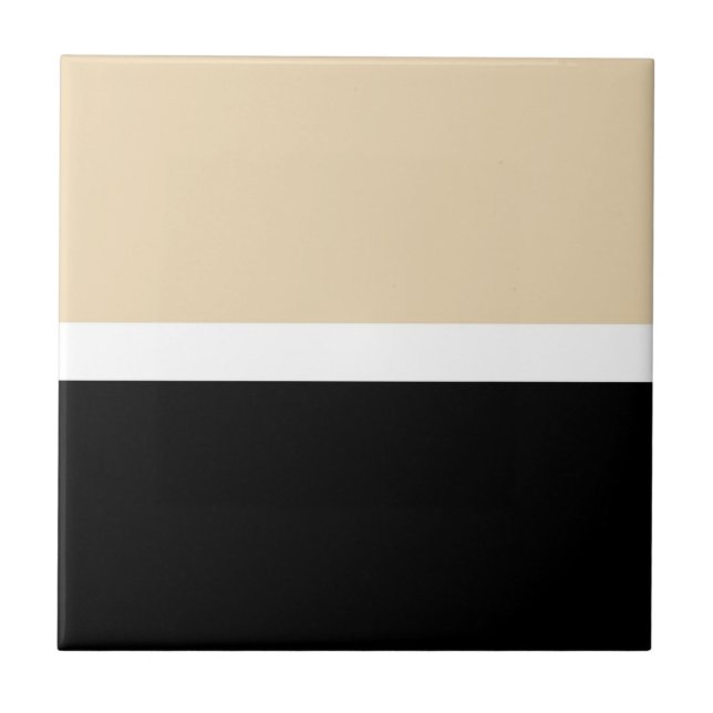 Beige Svart Abstrakt Rand Kakelplatta (Framsidan)