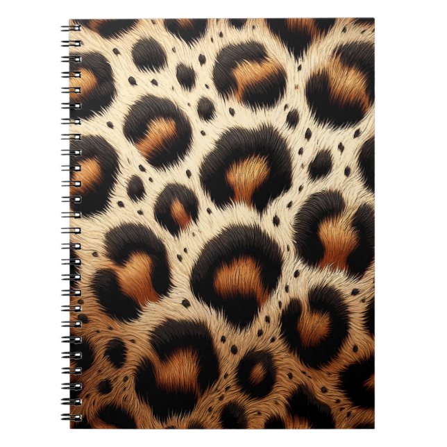 Beige & Svart Leopardpäls Djurtryck Fläckar Anteckningsbok (Framsidan)