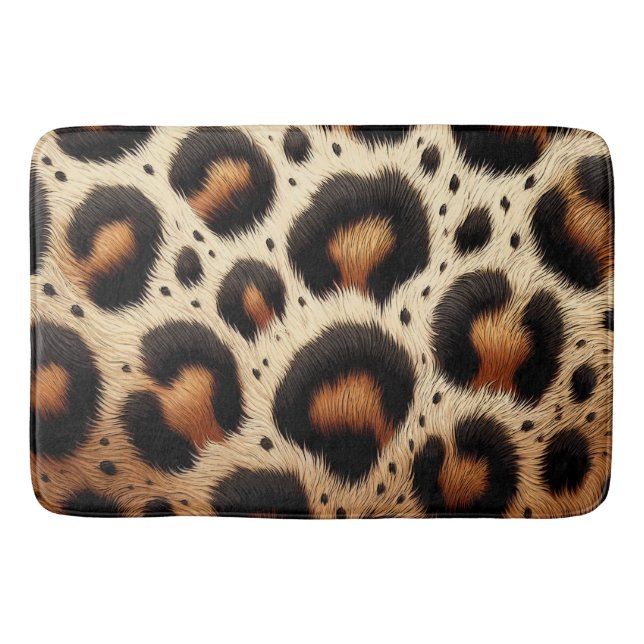 Beige & Svart Leopardpäls Djurtryck Fläckar Badrumsmatta (Framsidan)