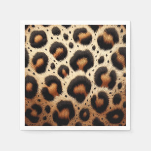 Beige & svart leopardpälsdjurspetsar  pappersservett