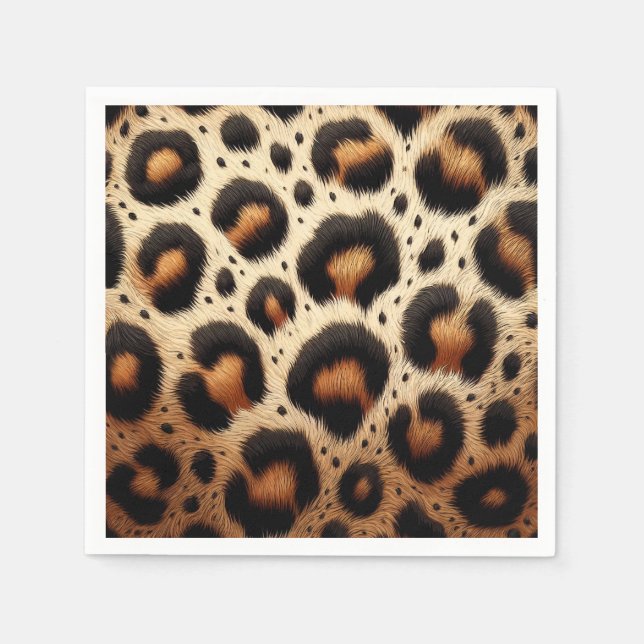 Beige & svart leopardpälsdjurspetsar  pappersservett (Framsidan)