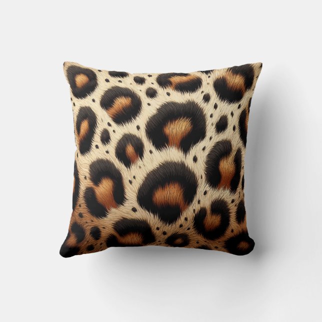 Beige & svart leopardpälsdjurspjeck  kudde (Baksida)