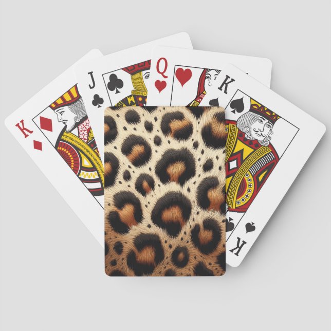 Beige & svart leopardpälsdjurstryck med prickar  casinokort (Baksidan)