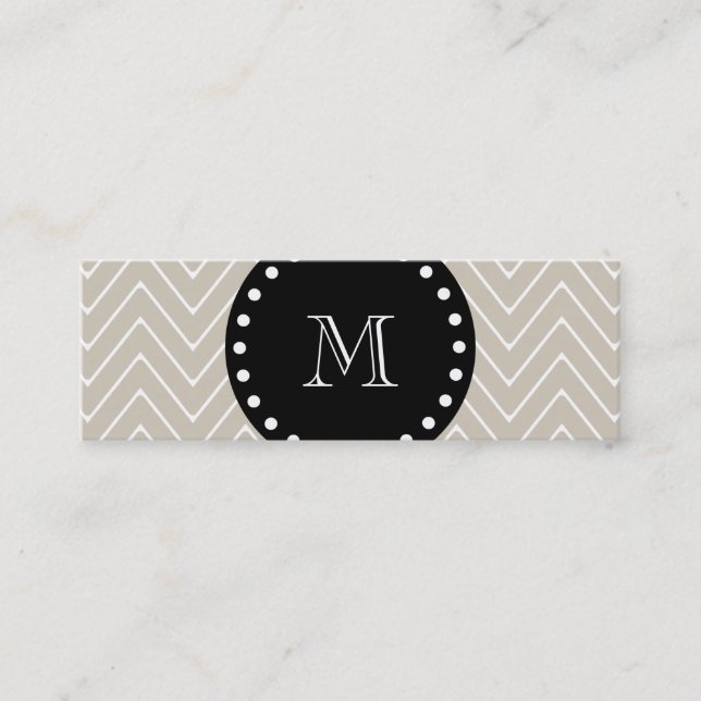 Beige svart Monogram för sparremönster | Mini Visitkort (Framsida)