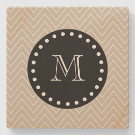 Beige svart Monogram för sparremönster | Stenunderlägg