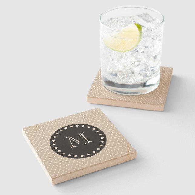 Beige svart Monogram för sparremönster | Stenunderlägg (Sidan)