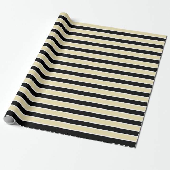 Beige svartvita randar presentpapper (Utrullad)