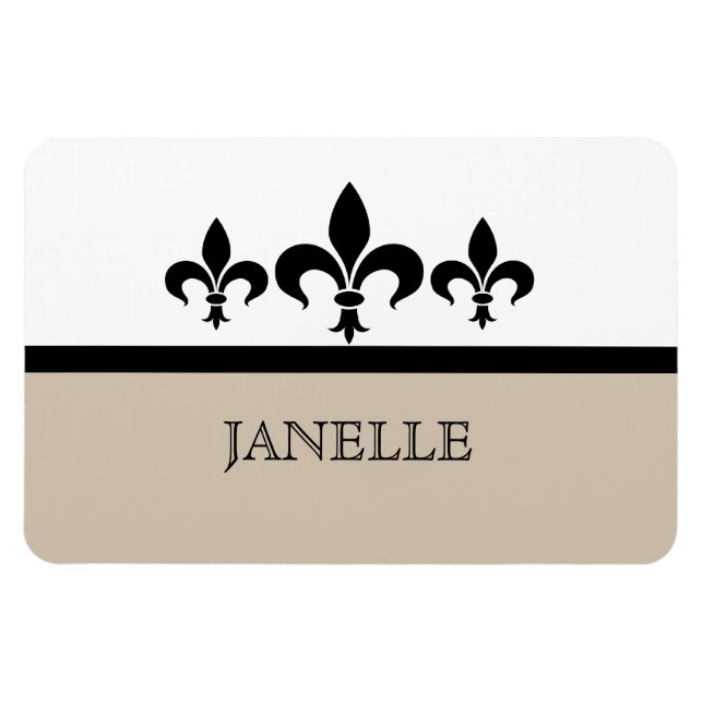 Beige Swanky Fleur De Lis Flexi Magnet (Horisontell)