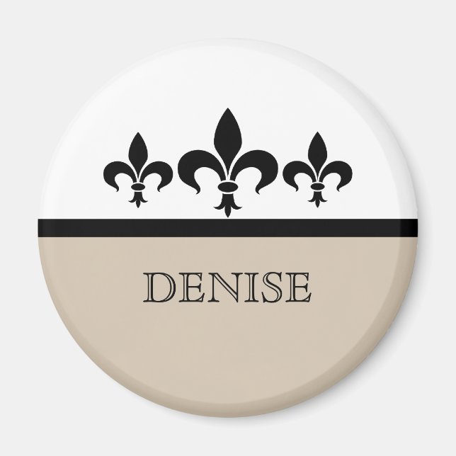 Beige Swanky Fleur De Lis Magnet (Framsidan)