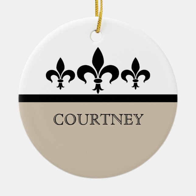 Beige Swanky Fleur De Lis Ornament (Framsidan)