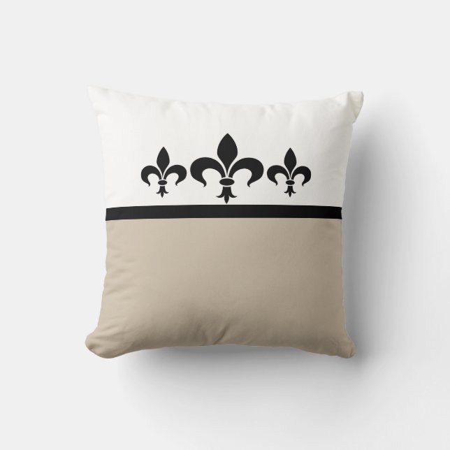 Beige Swanky Fleur De Lis Pillow Kudde (Framsida)