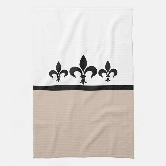 Beige Swanky Fleur De Lis Towel Kökshandduk (Vertikal)