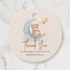 Beige Tack Nalle Baby Shower Gåvor Etiketter