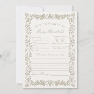 Beige Talavera-kakel Spanskt råd för baby-kort Inbjudningar