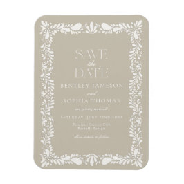 Beige Talavera-plattor Spansk Fiesta Spara datum Magnet