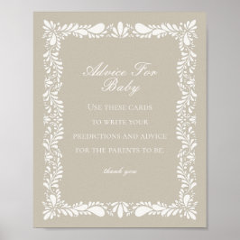 Beige Talavera Tile Advice for Baby Shower Game Poster
