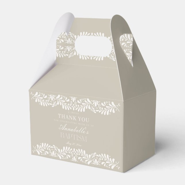 Beige Talavera Tile Fiesta Baptism Dessert Presentaskar (Framsidan Sidan)