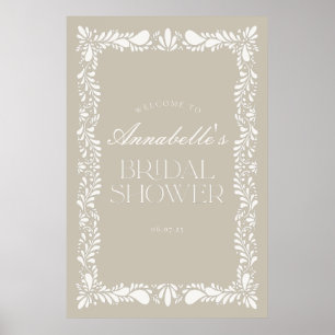 Beige Talavera Tile Fiesta Möhippa Välkommen Poster