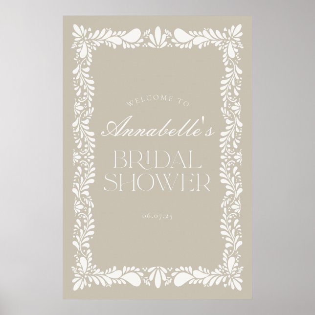 Beige Talavera Tile Fiesta Möhippa Välkommen Poster (Framsidan)