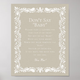 Beige Talavera Tile säger inget om babykläder Poster