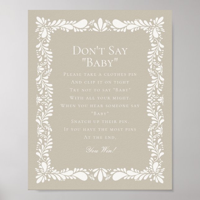 Beige Talavera Tile säger inget om babykläder Poster (Framsidan)