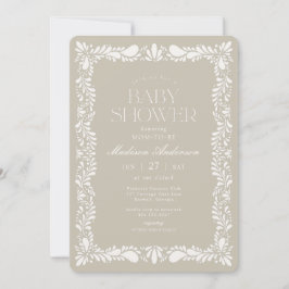 Beige Talavera Tile Spain Fiesta Baby Shower Inbjudningar