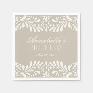 Beige Talavera Tile Spain Fiesta Birthday Pappersservett