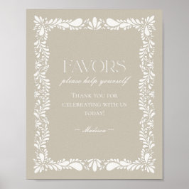 Beige Talavera Tile Spain Fiesta Favors Sign Poster