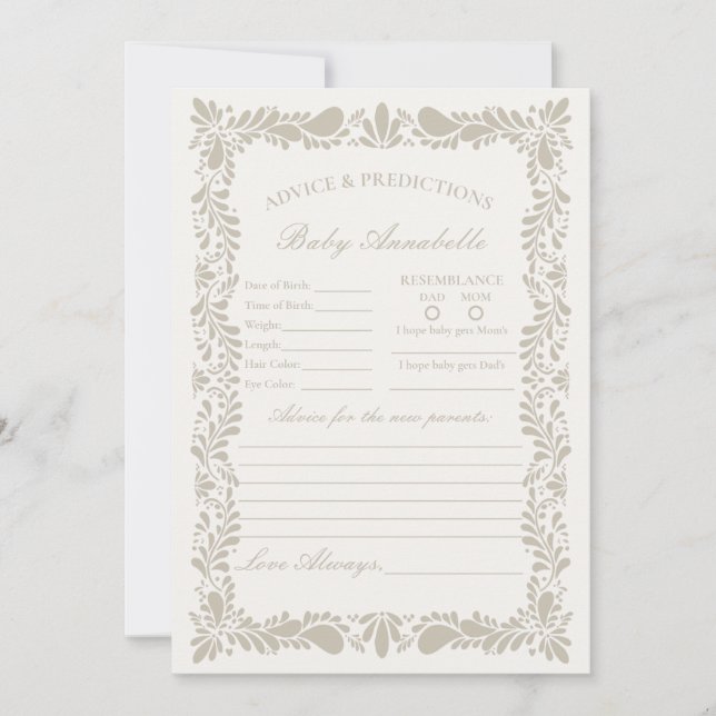 Beige Talavera Tile Spanska rådet för Baby-kortet Inbjudningar (Framsida)