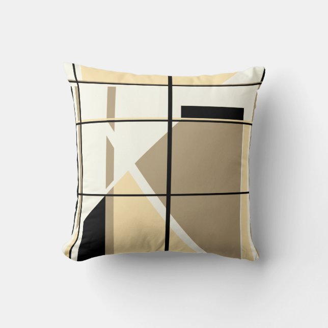 Beige, Tan, Black, White Geometric Window Design Kudde (Framsida)