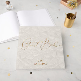 Beige Tan Bröllopsmonogram Gästböcker
