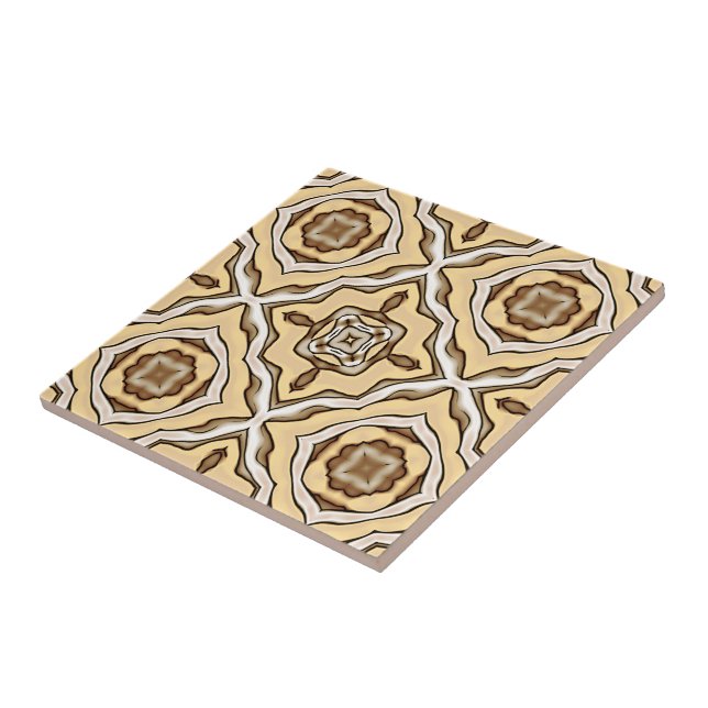 Beige Tan Brown Taupe Ivory Ethnic Tribe Art Kakelplatta (Sidan)