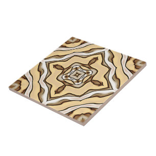 Beige Tan Brown Taupe Ivory Ethnic Tribe Art Kakelplatta