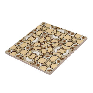 Beige Tan Brown Taupe Ivory Ethnic Tribe Art Kakelplatta