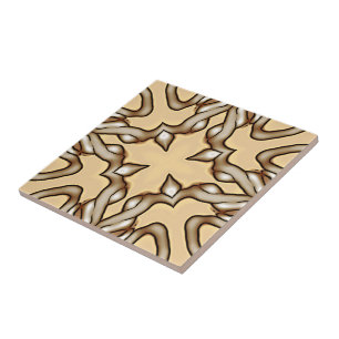 Beige Tan Brown Taupe Ivory Ethnic Tribe Art Kakelplatta
