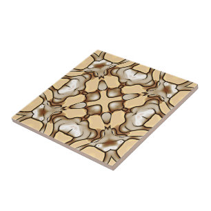 Beige Tan Brown Taupe Ivory Ethnic Tribe Art Kakelplatta