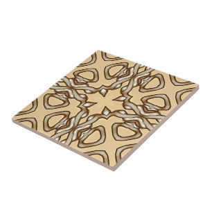 Beige Tan Brown Taupe Ivory Ethnic Tribe Art Kakelplatta