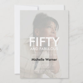 Beige Tan Fifty and Fabulous 50th Birthday Photo Inbjudningar