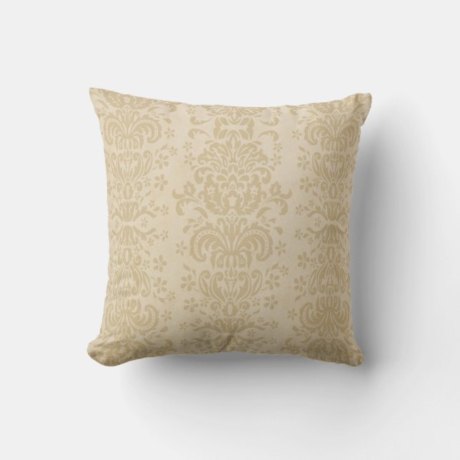 Beige Tan Neutralt Damask Dekorativ kudde (Framsida)